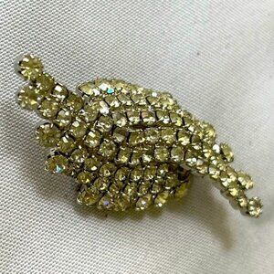 Stunning vintage brooch with sparkling crystals and unique shape